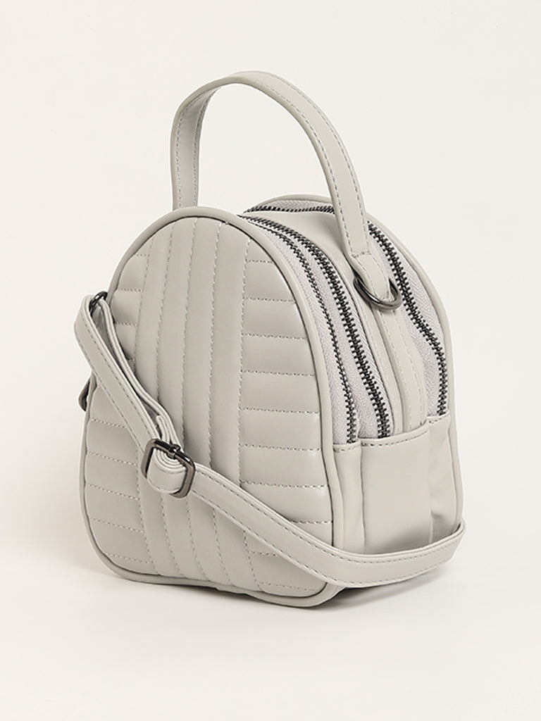 LOV Grey Quilted Mini Backpack