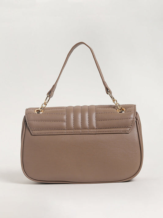 LOV Self-Patterned Beige Shoulder Bag