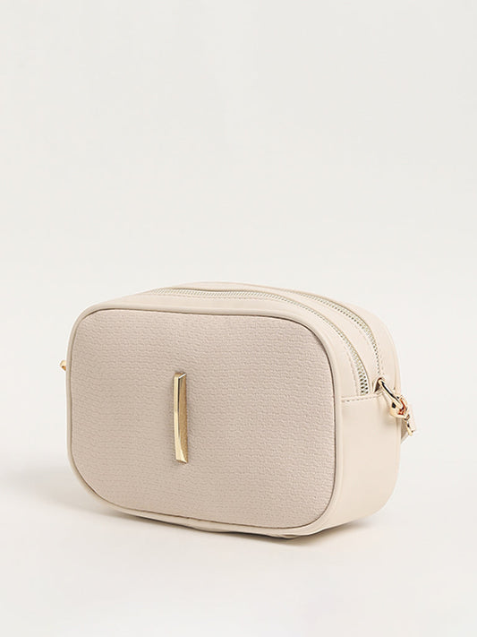 LOV Textured Cream Crossbody Bag