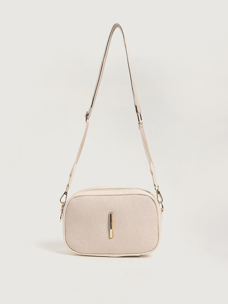 LOV Textured Cream Crossbody Bag