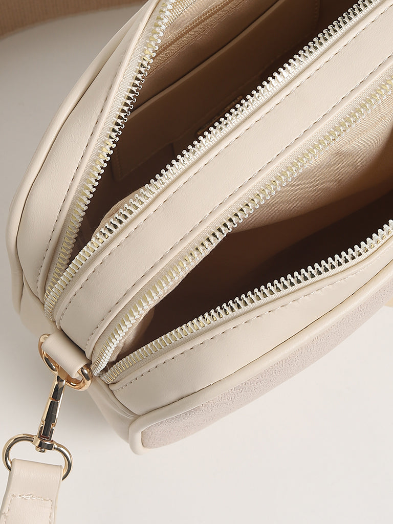 LOV Textured Cream Crossbody Bag