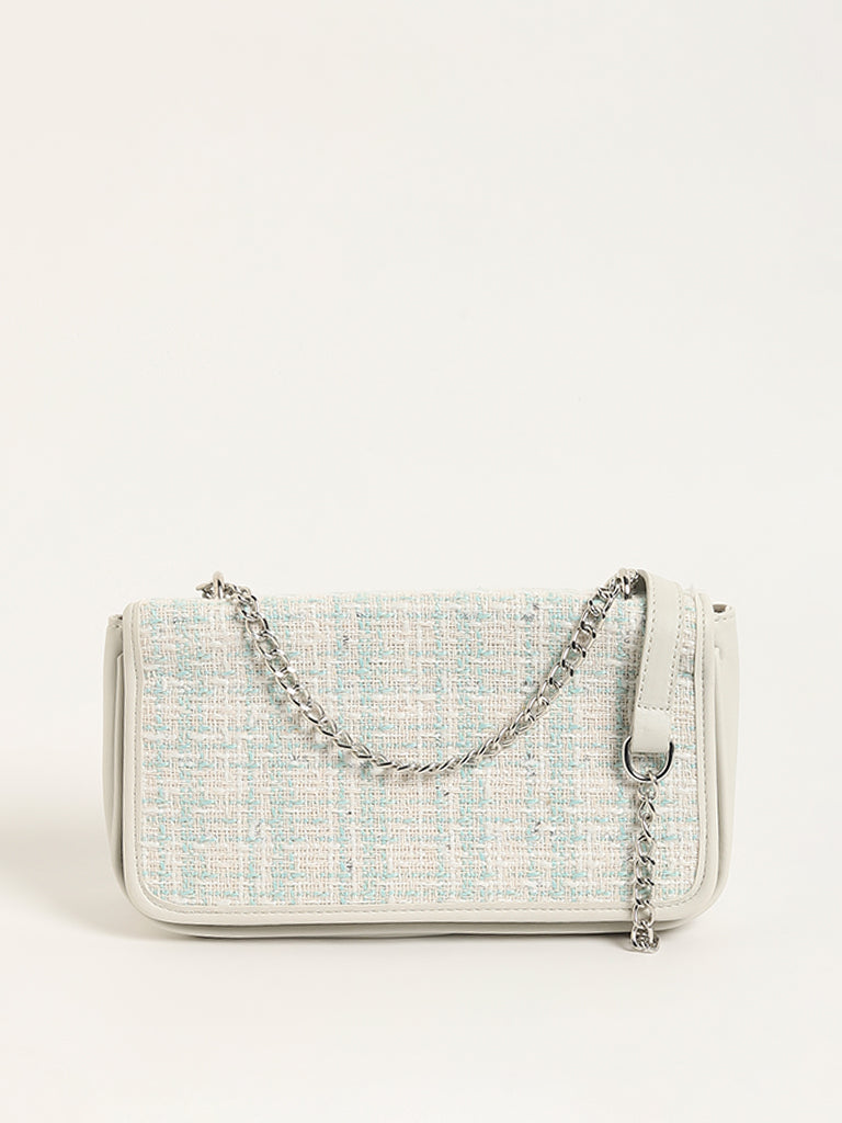 LOV White Tweed & Leather Chain Sling Bag