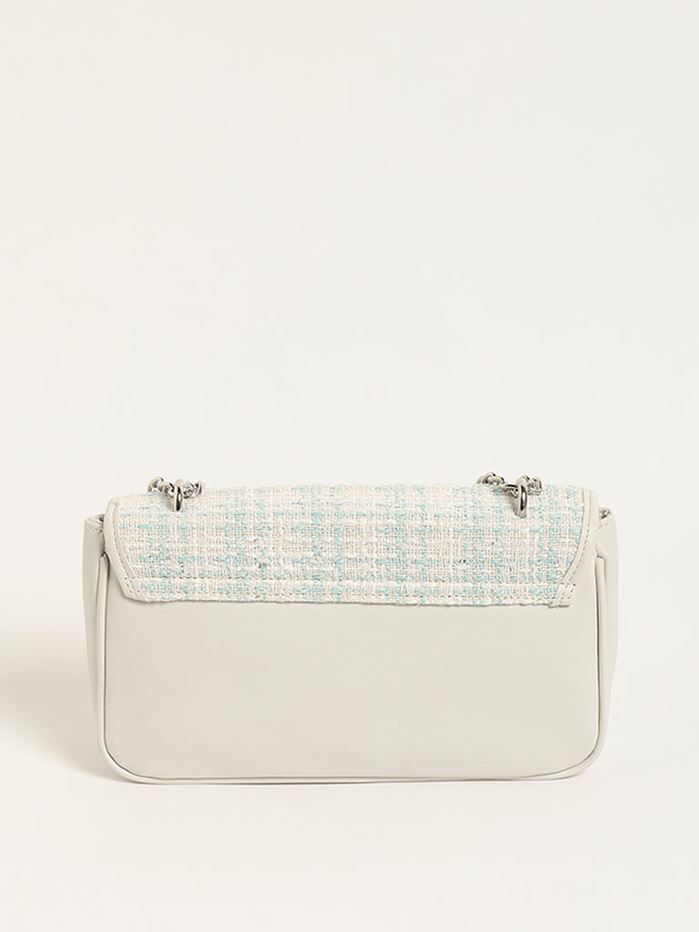 LOV White Tweed & Leather Chain Sling Bag