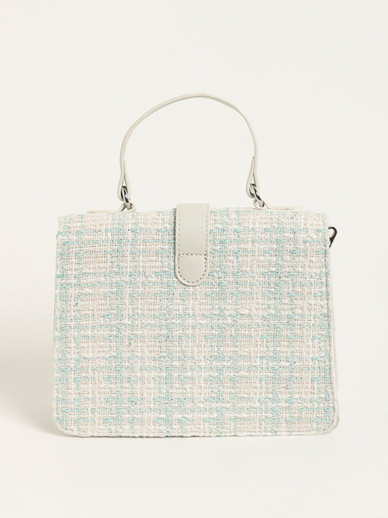 LOV White Textured Tweed Satchel Bag