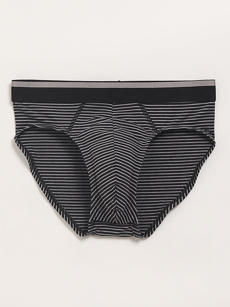 WES Lounge Black Printed Cotton Briefs - Pack of 3