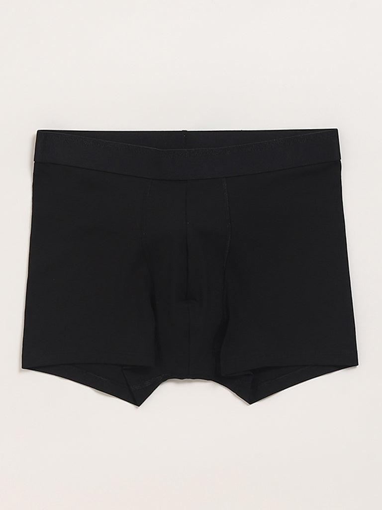 WES Lounge Solid Black Cotton Trunks - Pack of 3