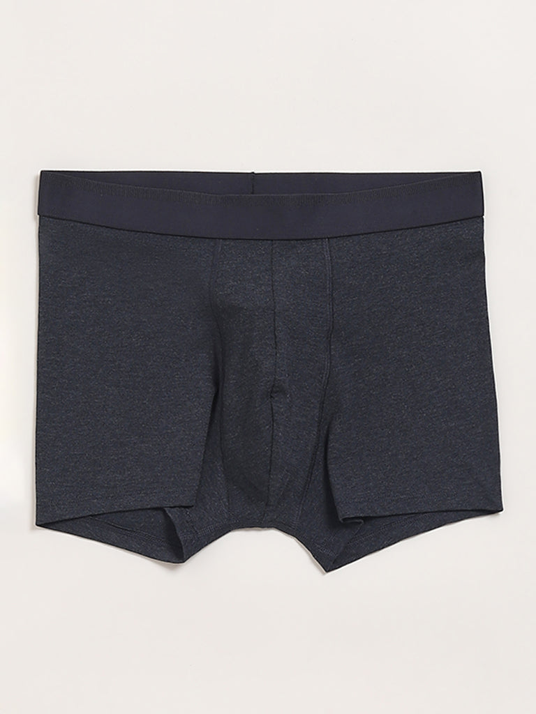 WES Lounge Plain Blue Cotton Trunks - Pack of 3