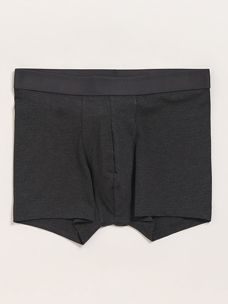 WES Lounge Plain Grey Cotton Trunks - Pack of 3