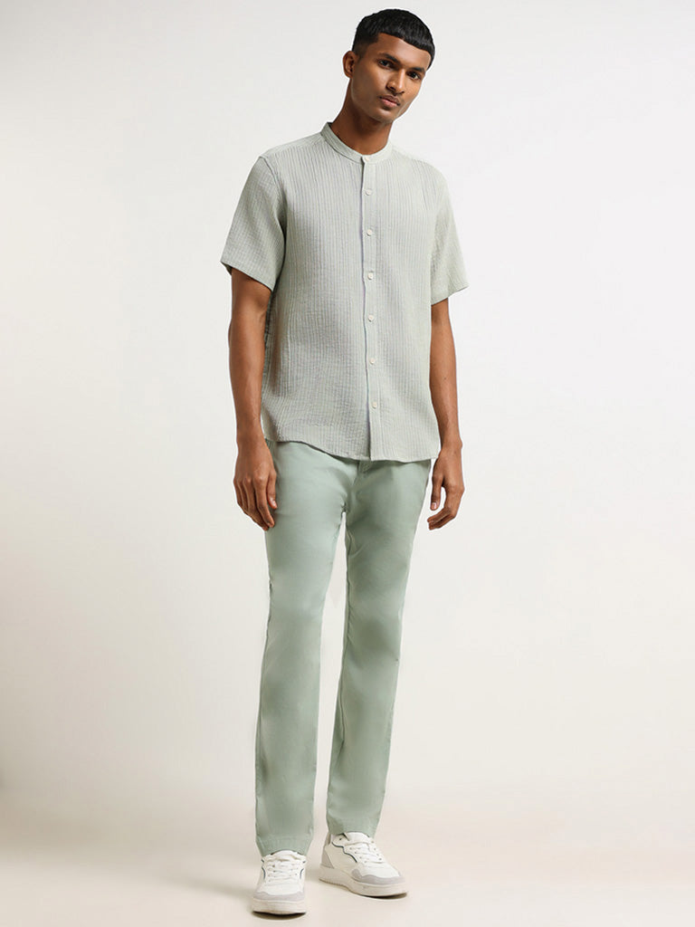 ETA Sage Crinkled Cotton Blend Resort Fit Shirt