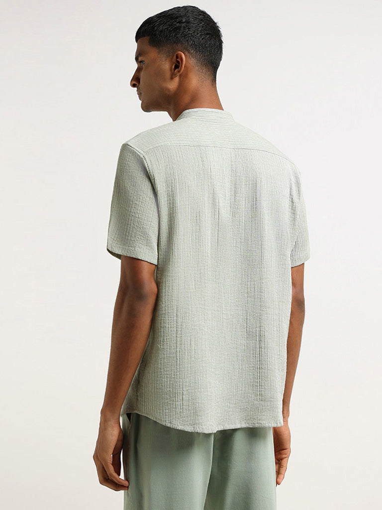 ETA Sage Crinkled Cotton Blend Resort Fit Shirt