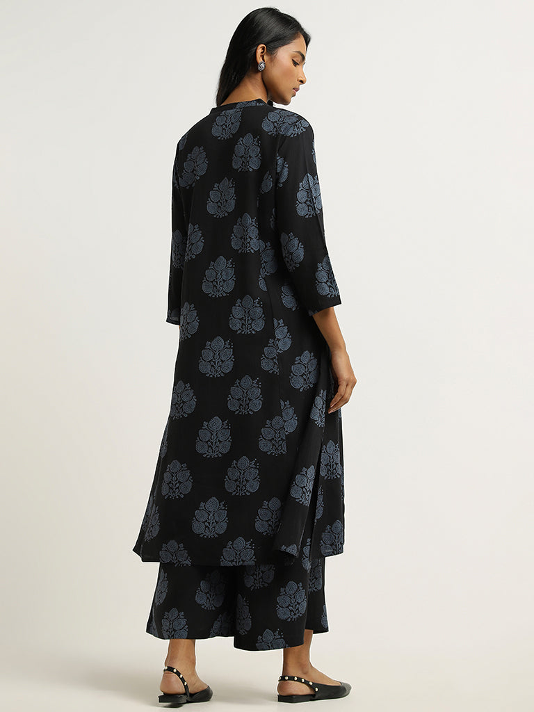 Utsa Indigo Printed Cotton Kurta