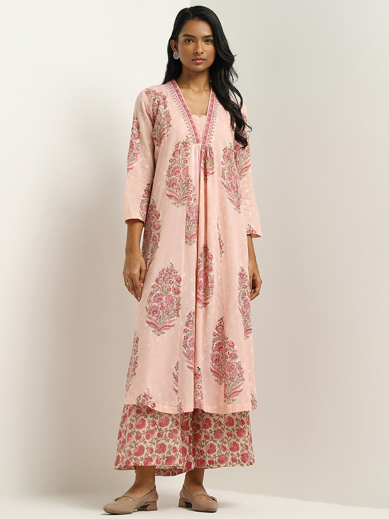 Zuba Pink Floral Printed Palazzos