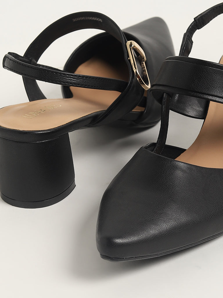 LUNA BLU Black Slingback Mules