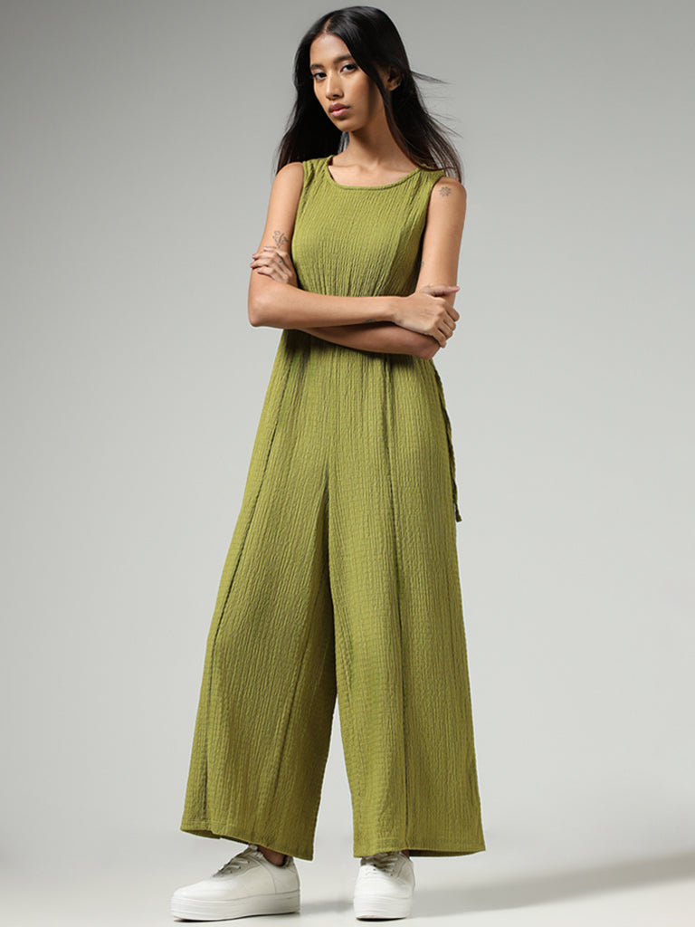 Nuon Lime Green Crepe Jumpsuit