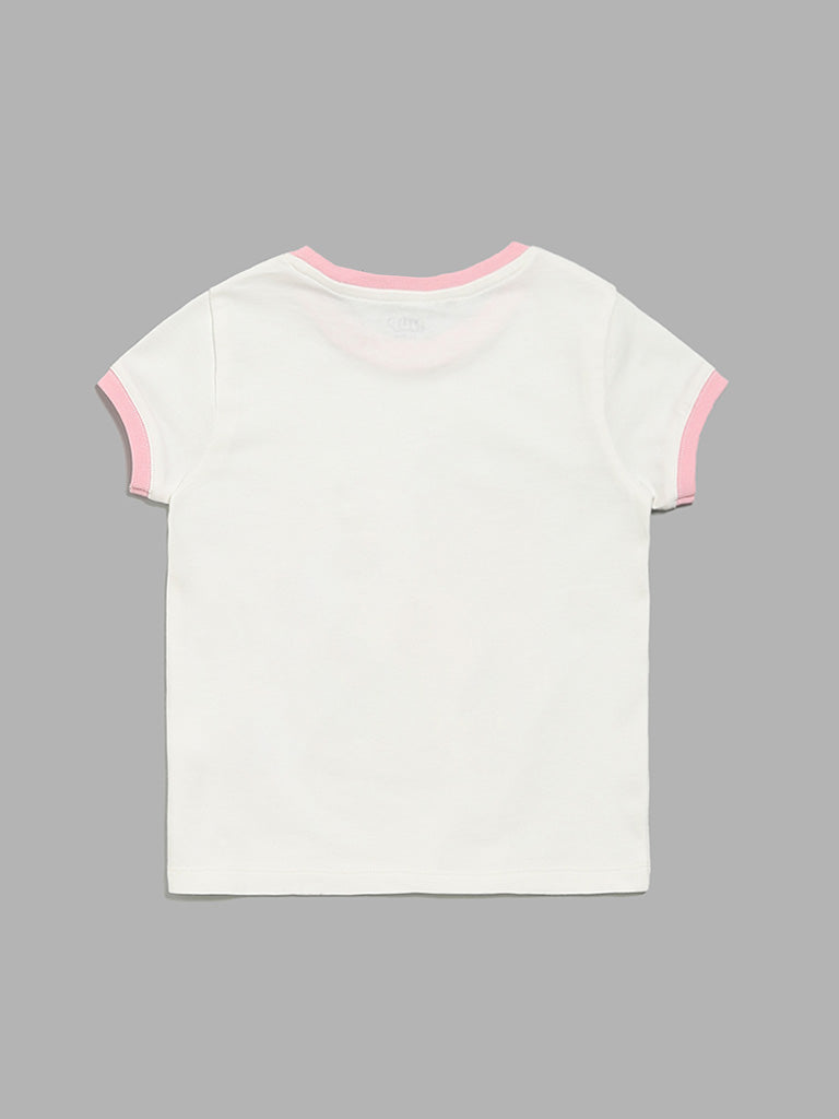 HOP Kids Off-White Embellished T-Shirt