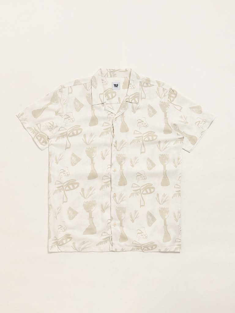 Y&F Kids Off-White Printed Shirt