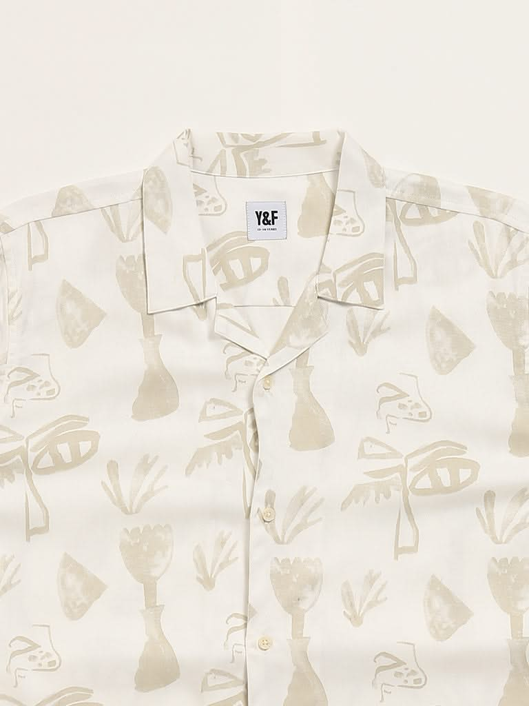 Y&F Kids Off-White Printed Shirt