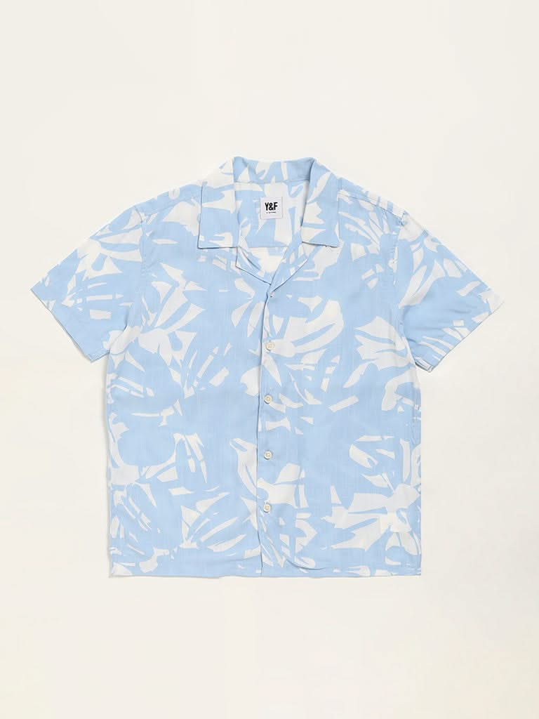 Y&F Kids Blue Printed Shirt