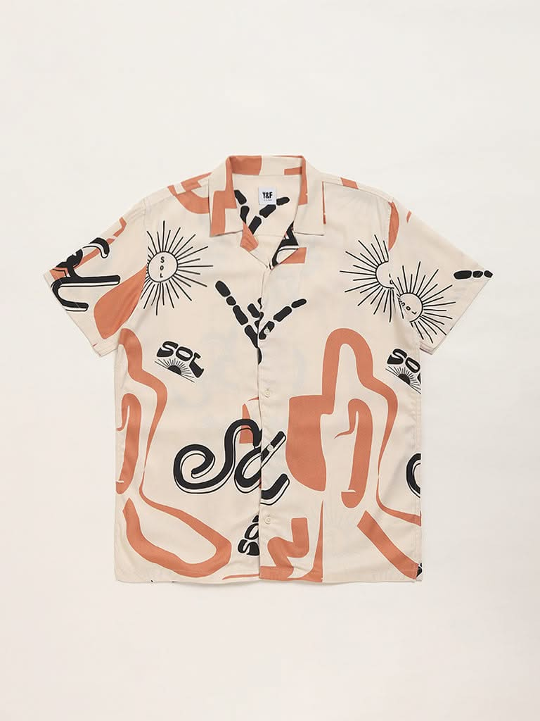 Y&F Kids Abstract Print Cream Shirt