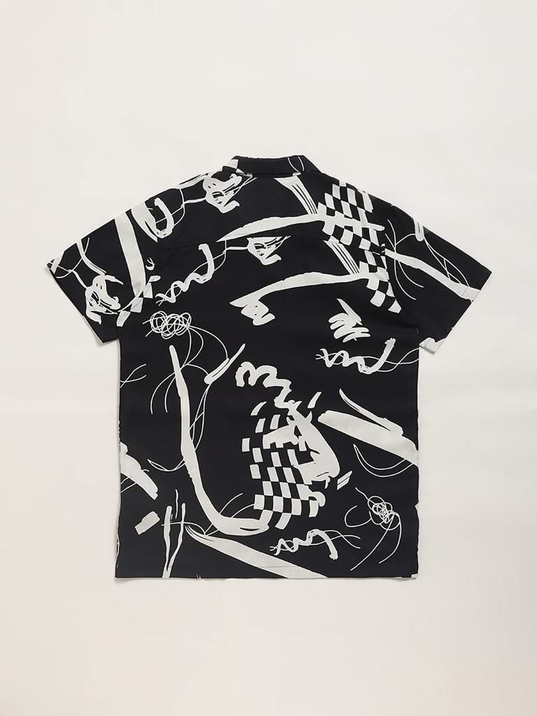 Y&F Kids Black Abstract Print Shirt