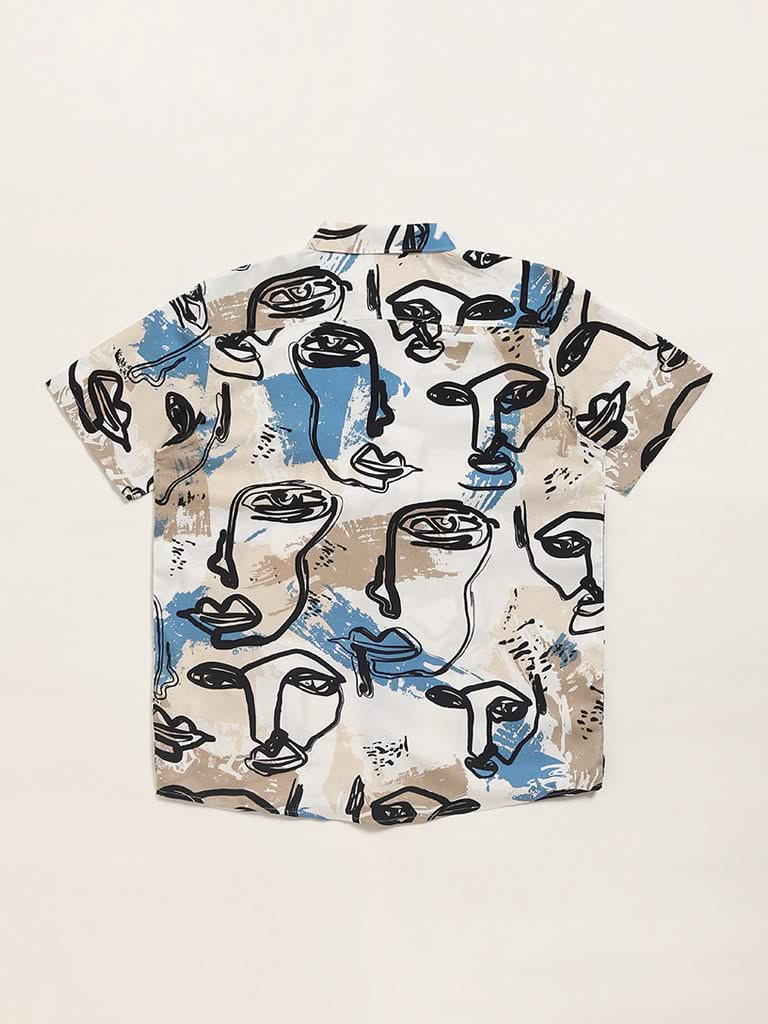 Y&F Kids Beige Printed Shirt