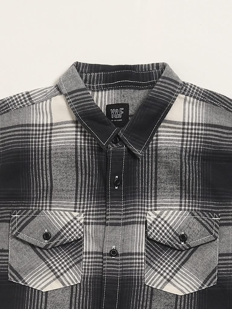 Y&F Kids Black Checked Shirt