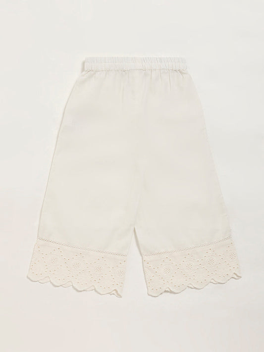 Utsa Kids Embroidered White Palazzos (2 - 8yrs)