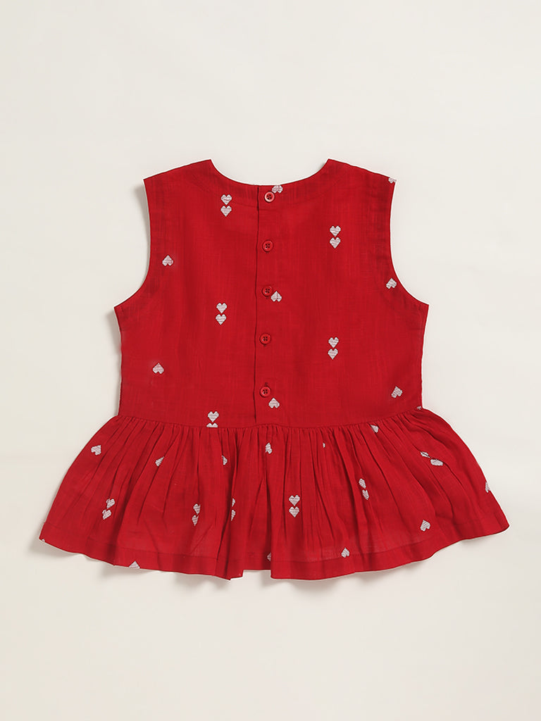 Utsa Kids Red Heart Printed A-Line Top (8 -14yrs)