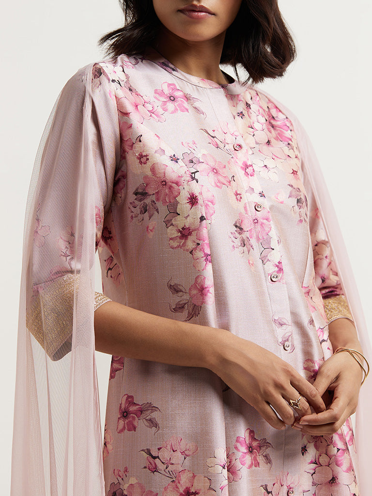 Vark Lilac Kurta, Palazzos & Dupatta Set