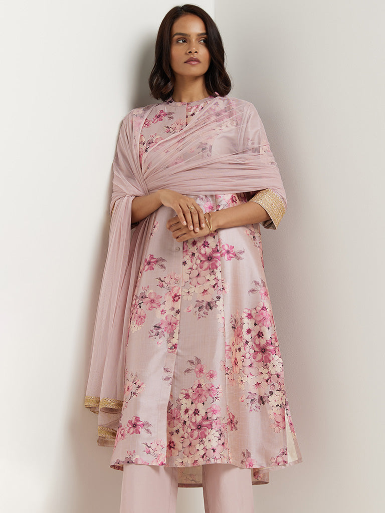 Vark Lilac Kurta, Palazzos & Dupatta Set