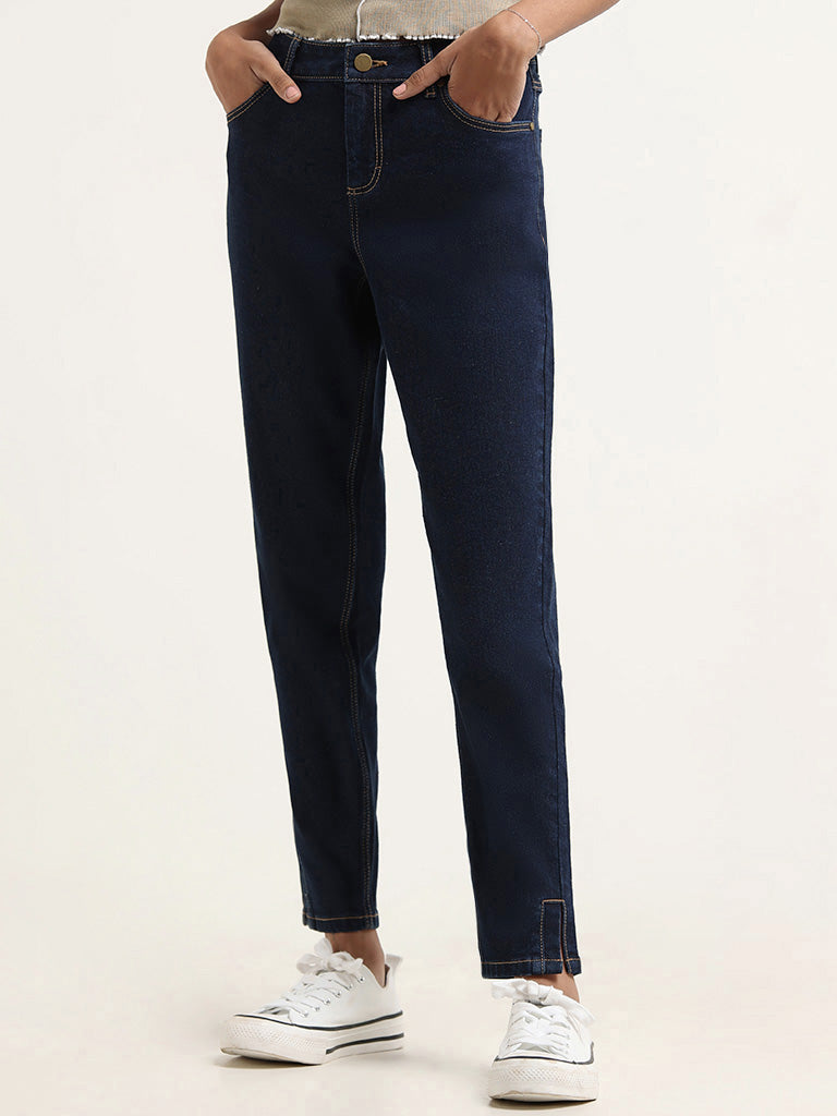 Nuon Dark Blue Slim - Fit Mid - Rise Jeans