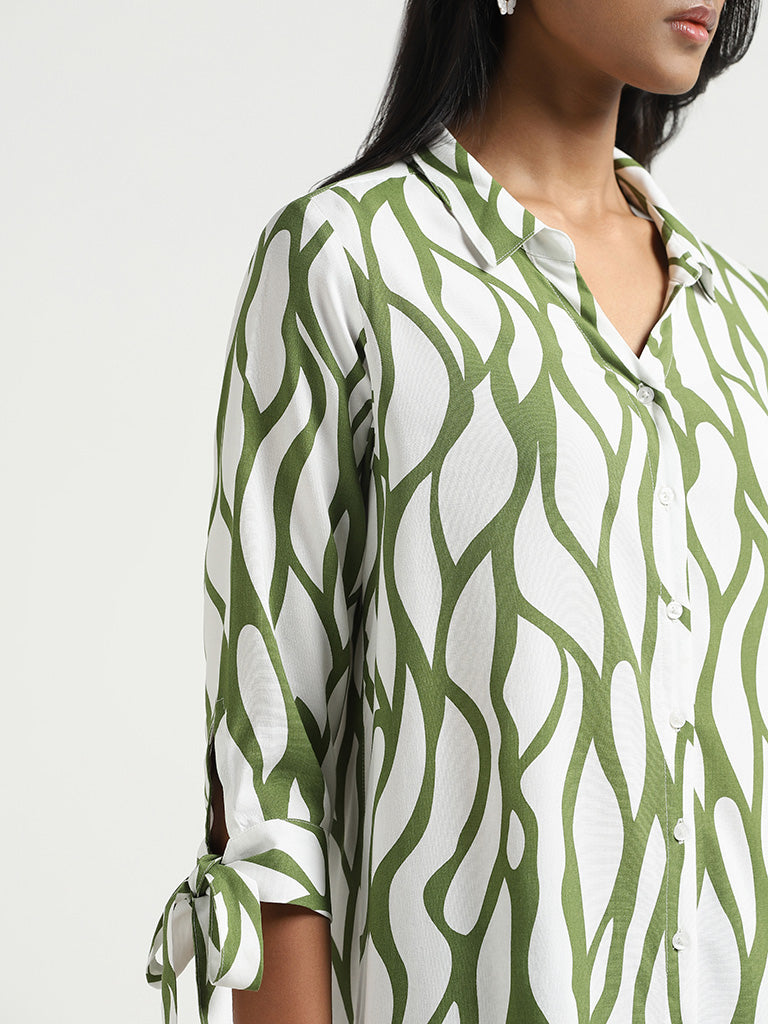 LOV Olive Printed Shirt