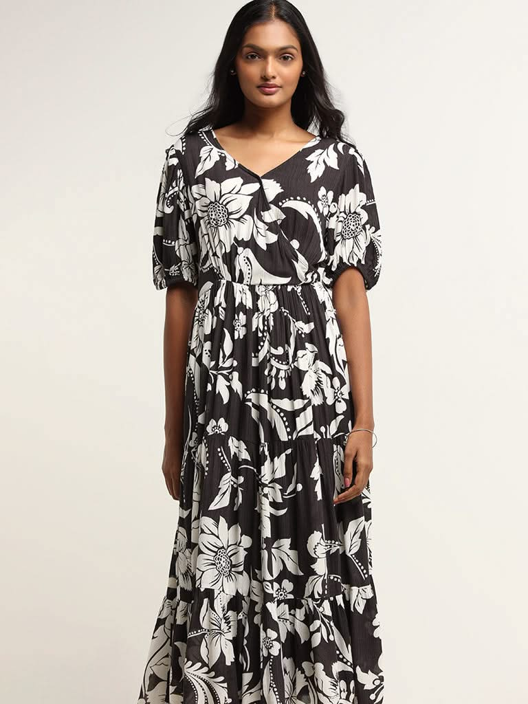 LOV Black Printed Dress