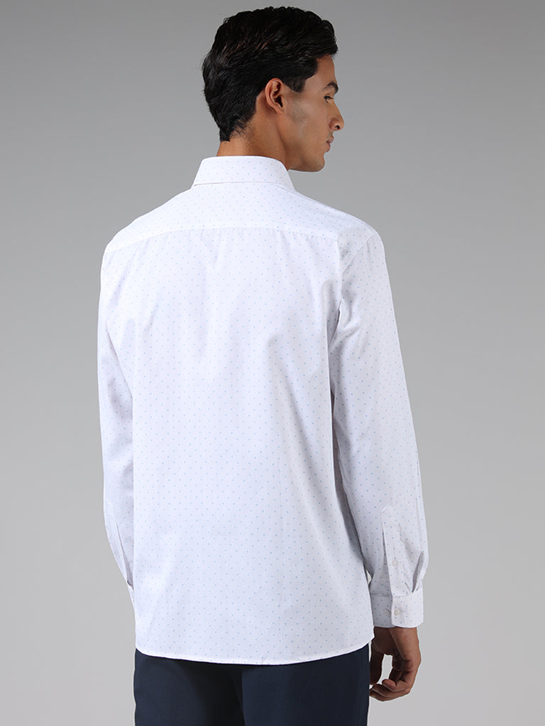 WES Formals White Dotted Relaxed Fit Shirt