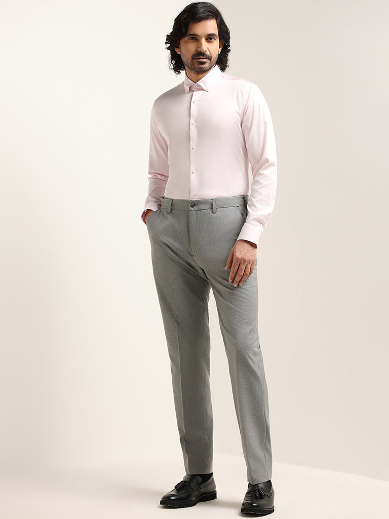 WES Formals Grey Relaxed Fit Trousers