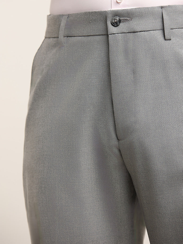 WES Formals Grey Relaxed Fit Trousers