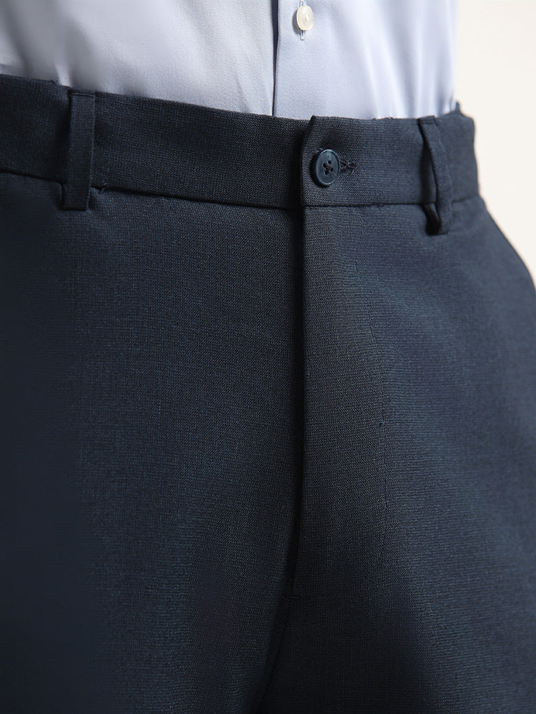 WES Formals Navy Relaxed Fit Trousers