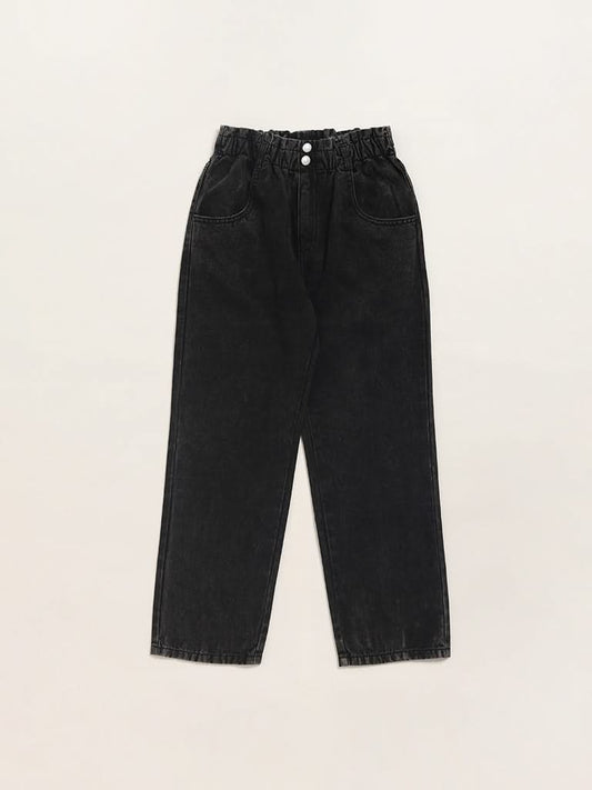 Y&F Kids Black Relaxed - Fit High Rise Jeans