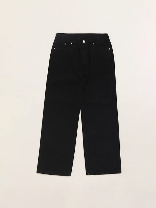 Y&F Kids Black Relaxed - Fit Mid Rise Jeans