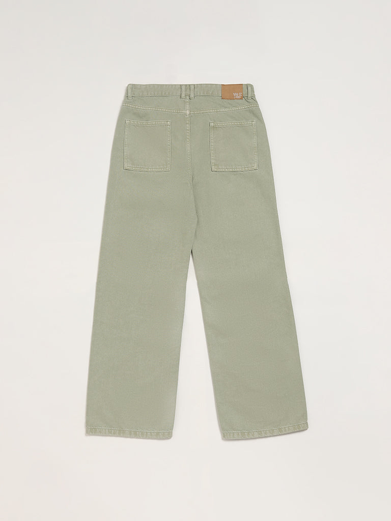 Y&F Kids Light Green Relaxed - Fit Mid Rise Jeans