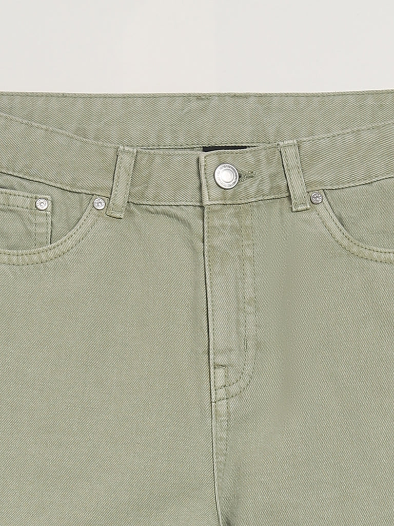 Y&F Kids Light Green Relaxed - Fit Mid Rise Jeans