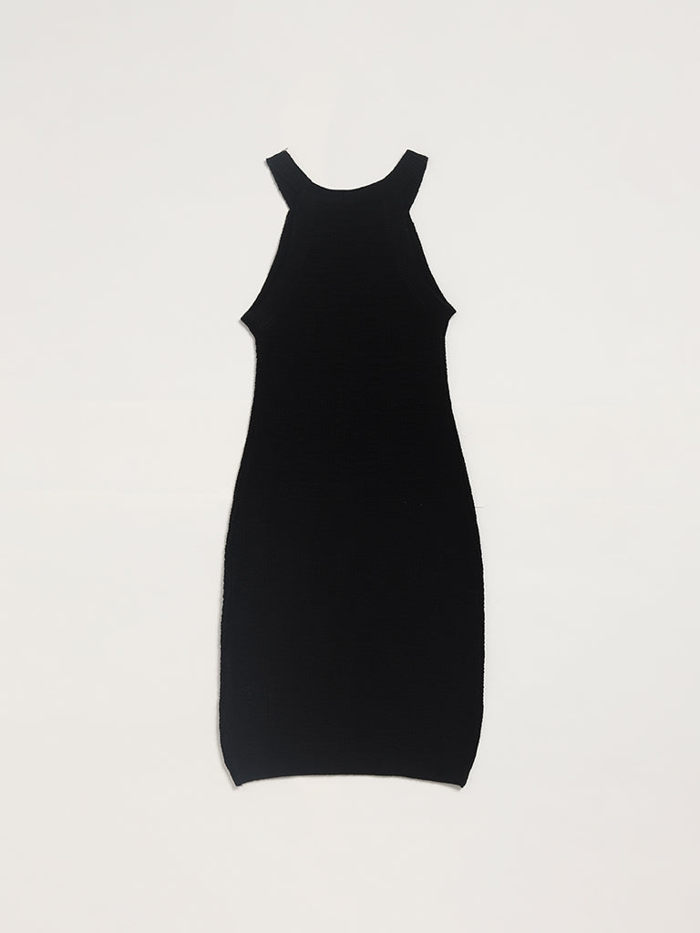 Y&F Kids Solid Black Bodycon Dress