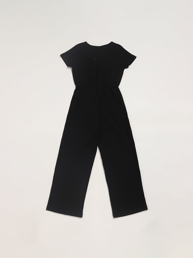 Y&F Kids Solid Black Jumpsuit