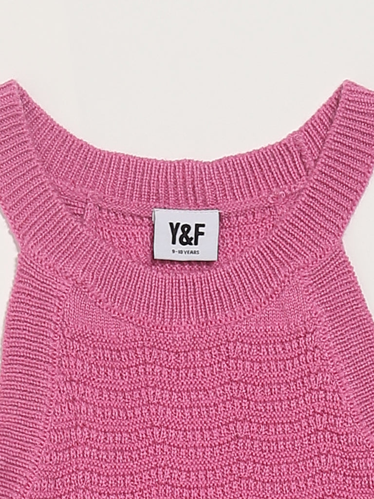 Y&F Kids Solid Pink Bodycon Dress