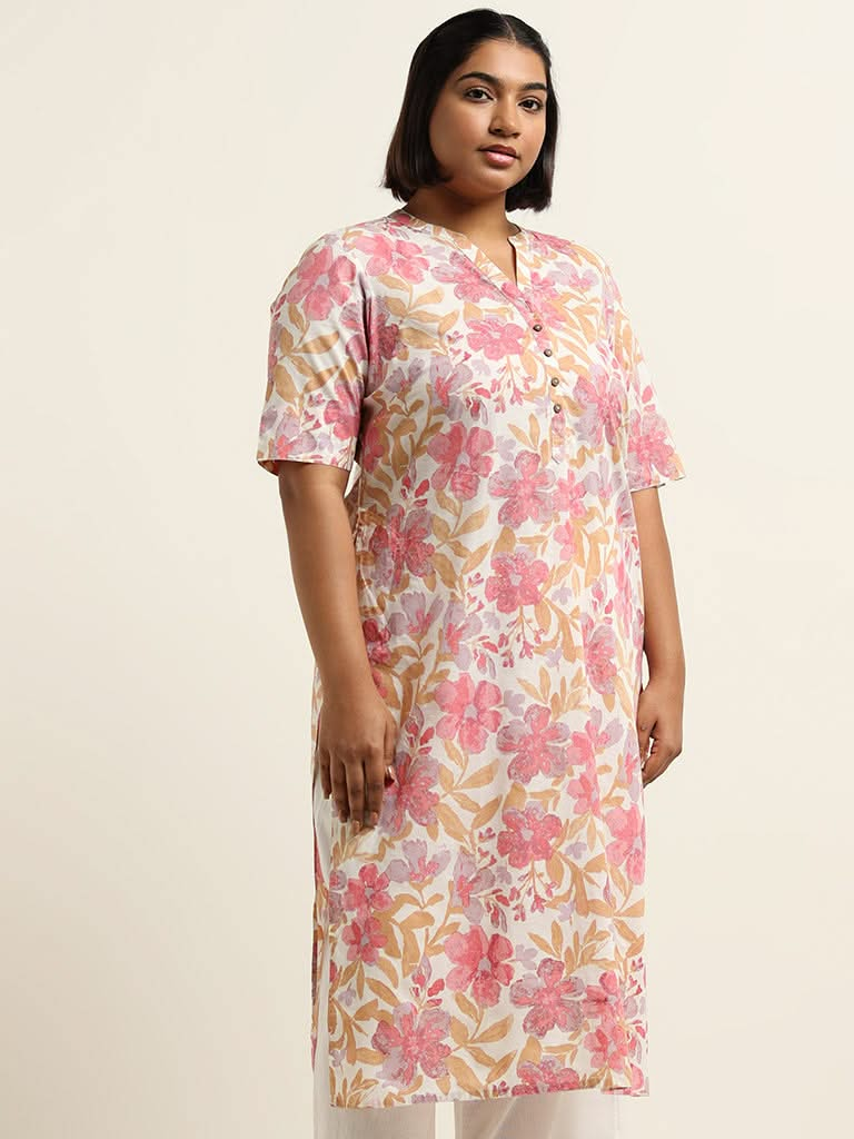 Diza Multicolor Floral Cotton Kurta