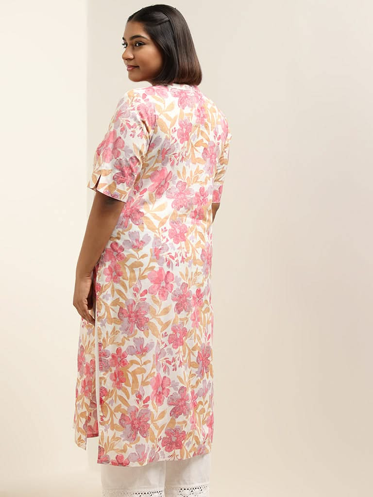 Diza Multicolor Floral Cotton Kurta