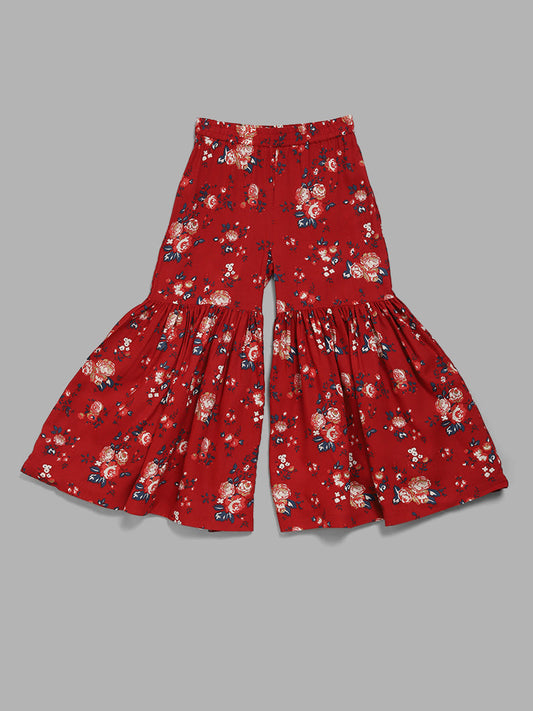 Utsa Kids Red Floral Sharara (2 - 8yrs)