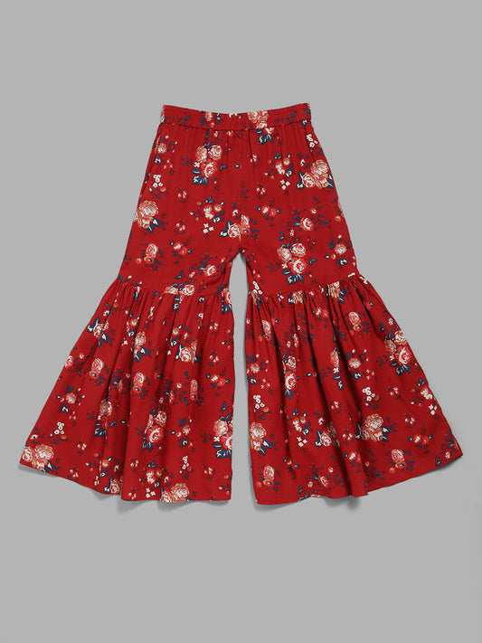 Utsa Kids Red Floral Sharara (2 - 8yrs)