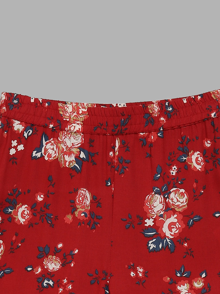 Utsa Kids Red Floral Sharara (2 - 8yrs)