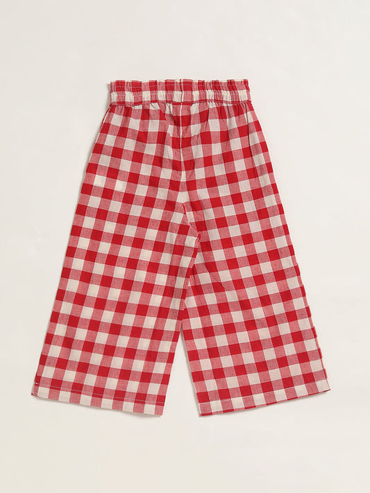 Utsa Kids Red Checked Palazzos (2 - 8yrs)